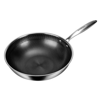 Double Side 32cm Stainless Steel Frying Pan Honeycomb Non Stick Pan 1.35kg Anti Abrasion